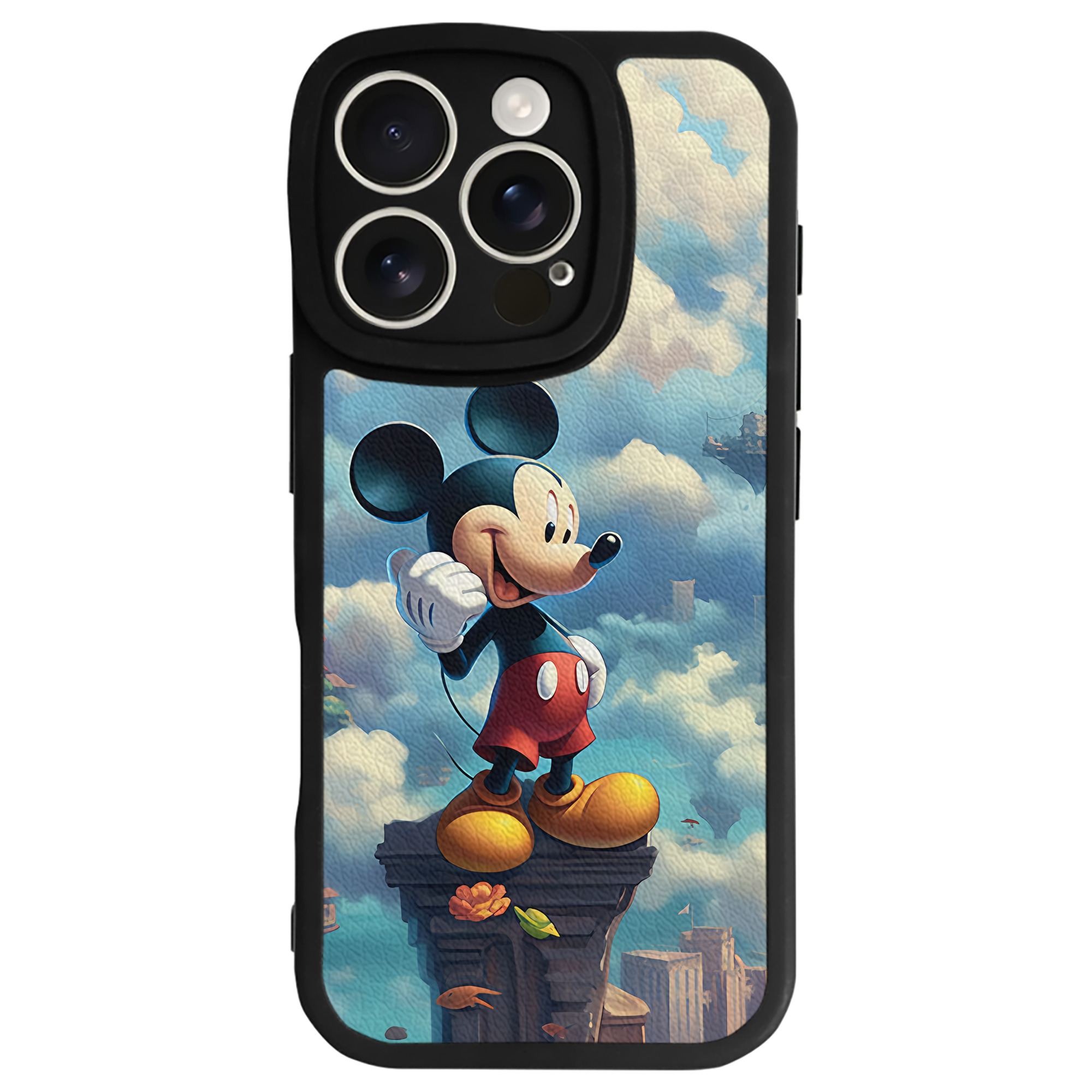 （画像用） ミッキーマウス Mickey Mouse 【iPhone 16シリーズ対応】シリコンスマホケース（レザー調） 材質：シリコン